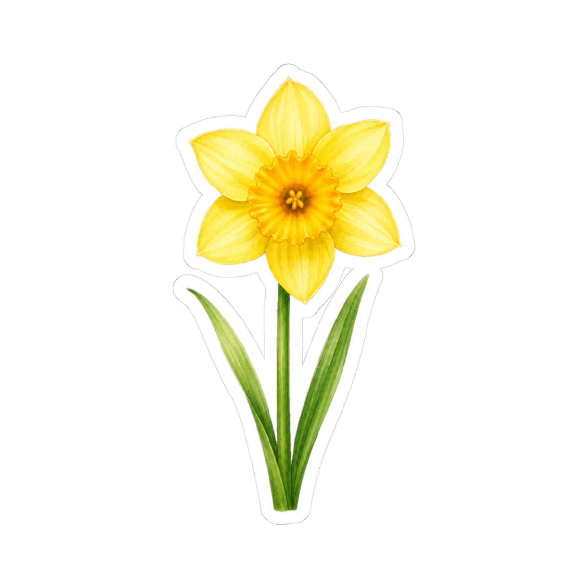 Yellow Daffodil Flower Sticker Decal, Blossom Floral Watercolor Art Vinyl Cute Waterbottle Tumbler Car Waterproof Bumper Clear Die Cut Wall - Starcove Fashion