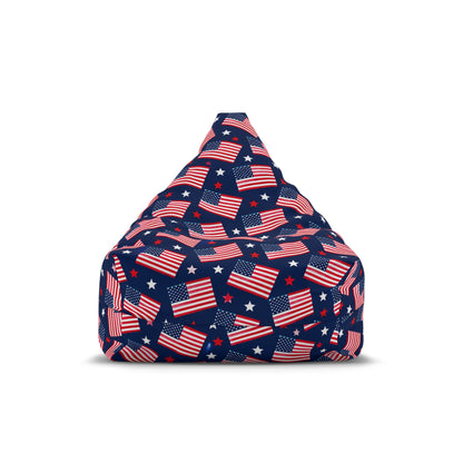 American Flag Bean Bag Chair Cover, Patriotic USA Stars and Stripes Washable Triangle Furniture Small Large Adult Children Kids Sofa Dorm