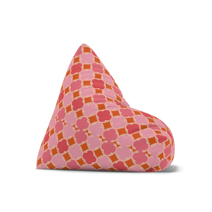 Pink Geometric Bean Bag Chair Cover, Petal Pastel Washable Triangle Furniture Small Large Adult Children Kids Playroom Apartment Dorm Decor