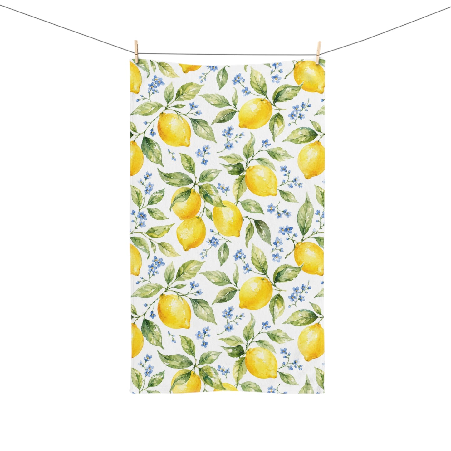 Lemon Hand Towel, Citrus Fruit Yellow Watercolor Mediterranean Guest Bath Softest Bathroom Spa Tea Cotton Kitchen Gift Her Women Linen - Starcove Fashion