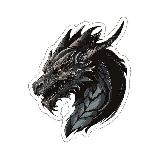 Dragon Head Sticker Decal, Black Japanese Chinese Art Vinyl Laptop Cute Waterbottle Tumbler Car Waterproof Bumper Clear Aesthetic Wall