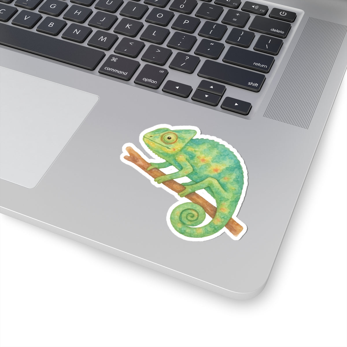 Chameleon Sticker Decal, Green Animal Reptile Watercolor Art Vinyl Laptop Cute Waterbottle Tumbler Car Waterproof Bumper Clear Die Cut Wall