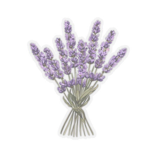 Lavender Bouquet Sticker Decal, Purple Flowers Floral Watercolor Nature Art Vinyl Laptop Cute Waterbottle Tumbler Car Waterproof Bumper Clear