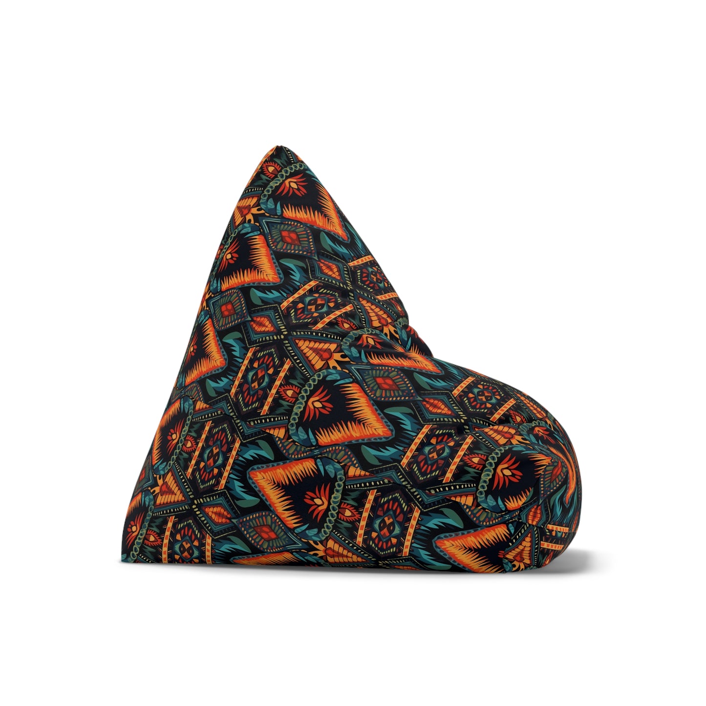 Boho Retro Bean Bag Chair Cover, Vintage Bohemian Washable Triangle Small Large Adult Children Kids Sofa Apartment Dorm Decor Unfilled Sack
