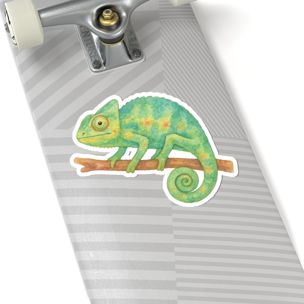 Chameleon Sticker Decal, Green Animal Reptile Watercolor Art Vinyl Laptop Cute Waterbottle Tumbler Car Waterproof Bumper Clear Die Cut Wall
