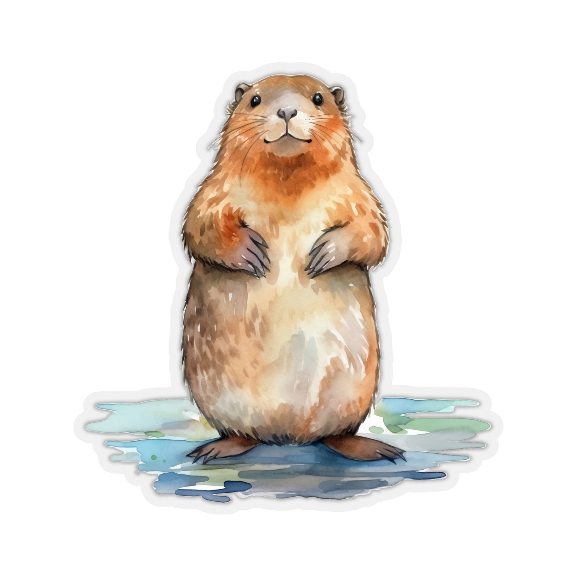 Beaver Sticker, Animal Watercolor Cute Vinyl Decal Label Phone Transparent Clear Small Large Cool Art Computer Hydro Flask Starcove Fashion
