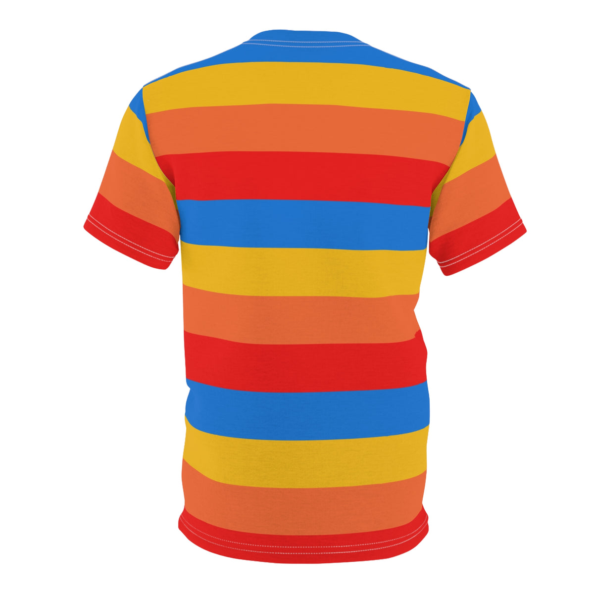 Yellow Orange Red Blue Tshirt, Striped Stripe Designer Graphic Lightweight Heavyweight Crewneck Men Women Tee Top Short Sleeve Shirt