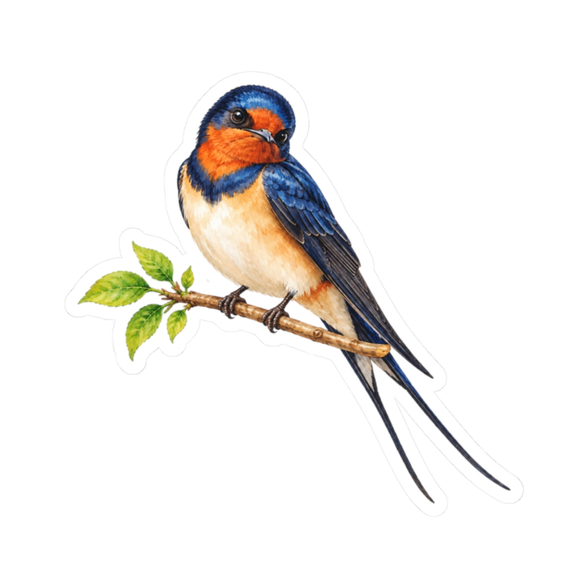 Barn Swallow Bird Sticker Decal, Blue Forked Tail Birdwatcher Watercolor Art Vinyl Laptop Waterbottle Tumbler Car Waterproof Bumper Clear