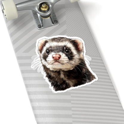 Ferret Sticker Decal, Watercolor Animal Wildlife Cute Art Vinyl Laptop Waterbottle Tumbler Car Waterproof Bumper 4x4 Clear Die Cut Wall