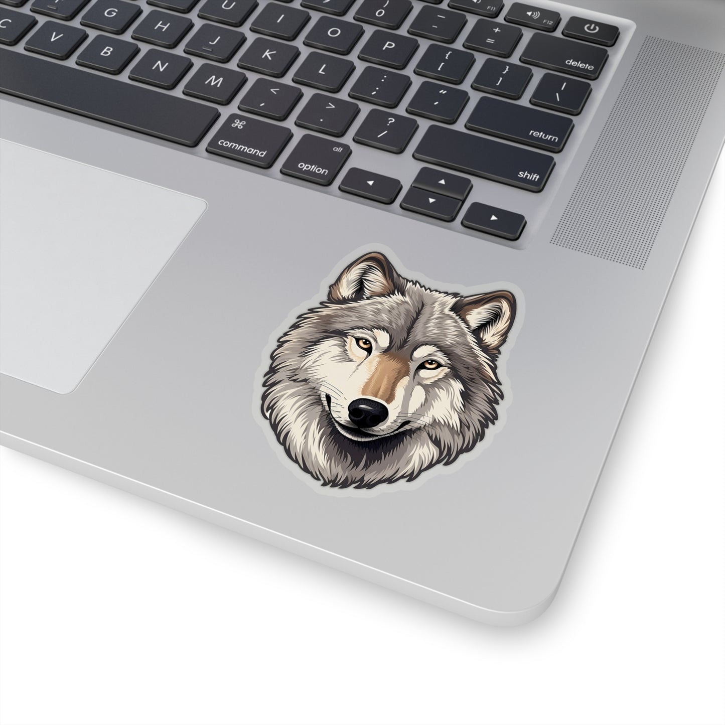 Gray Wolf Sticker Decal, Grey Animal Art Vinyl Laptop Cute Waterbottle Tumbler Car Waterproof Bumper Clear Aesthetic Die Cut Wall