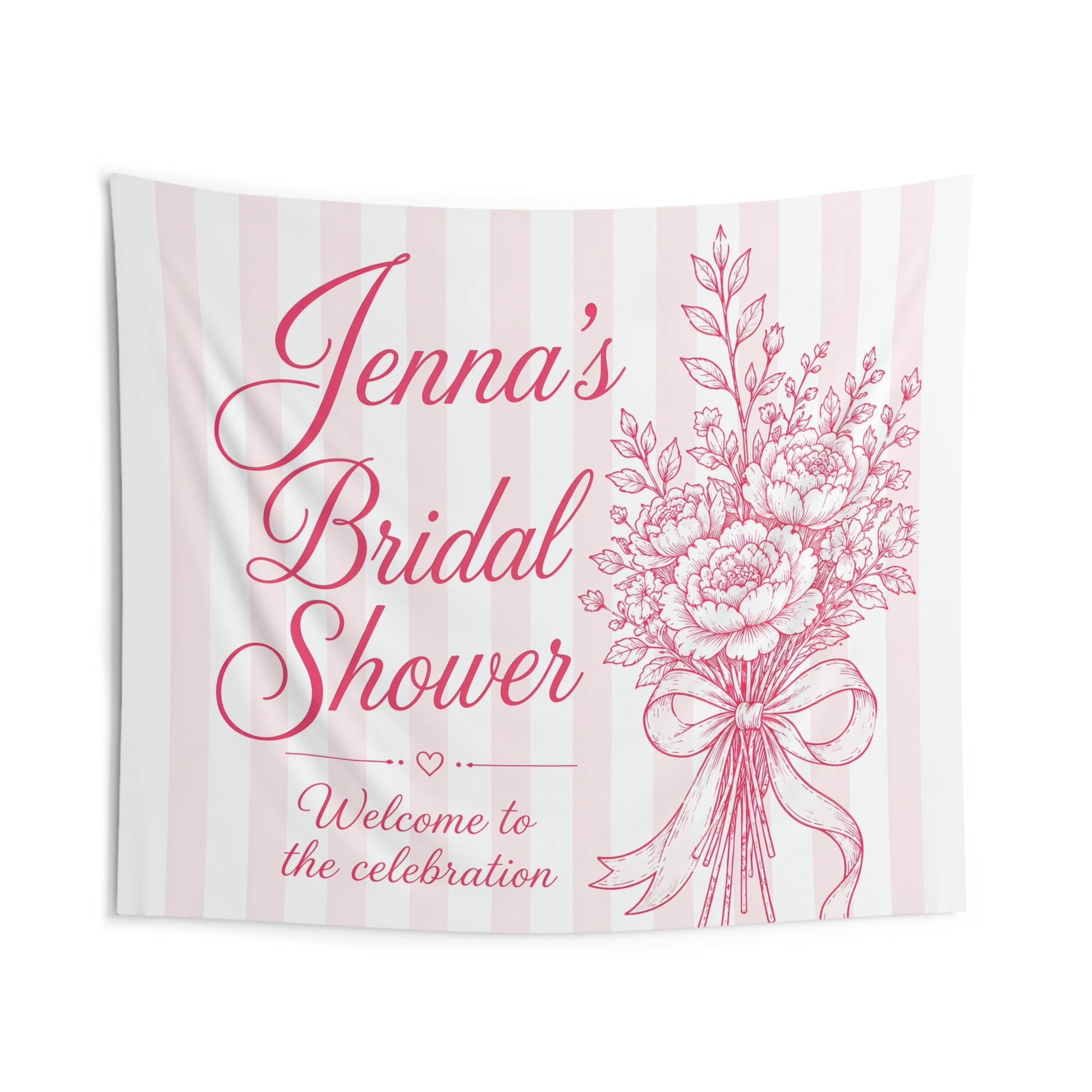Custom Bridal Shower Tapestry, Personalized Bride to Be Pink Welcome Backdrop Floral Wall Art Hanging Landscape Large Small Decor Banner - Starcove Fashion