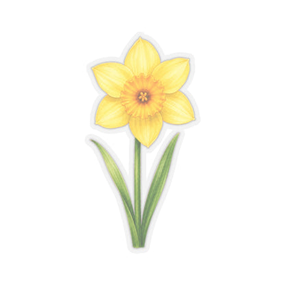 Yellow Daffodil Flower Sticker Decal, Blossom Floral Watercolor Art Vinyl Cute Waterbottle Tumbler Car Waterproof Bumper Clear Die Cut Wall - Starcove Fashion