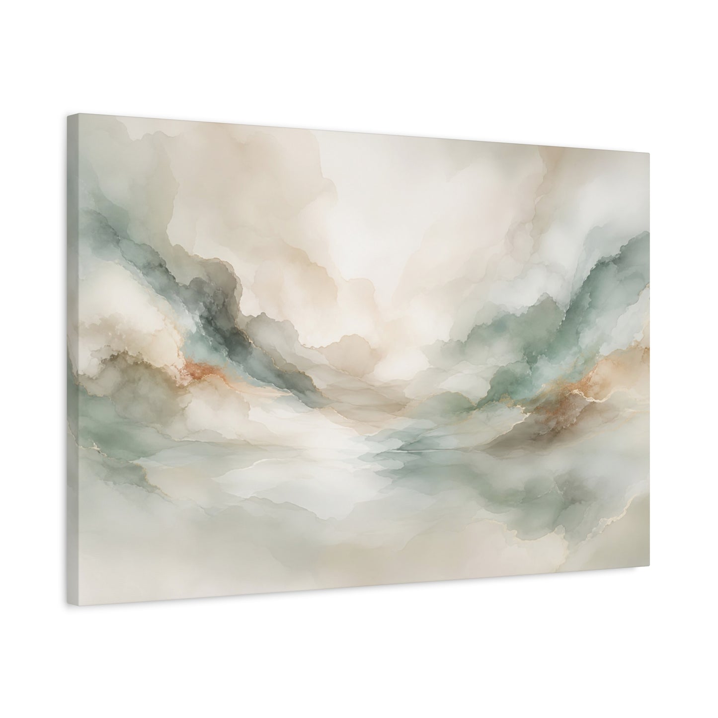 Dreamy Abstract Canvas Gallery Wrap, Sage Soft Neutral Watercolor Wall Art Print Decor Small Large Hanging Modern Landscape Living Room