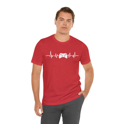 Gaming Heartbeat Tshirt, Video Gamer Controller Pulse Designer Graphic Aesthetic Crewneck Adult Men Women Tee Top Short Sleeve Shirt