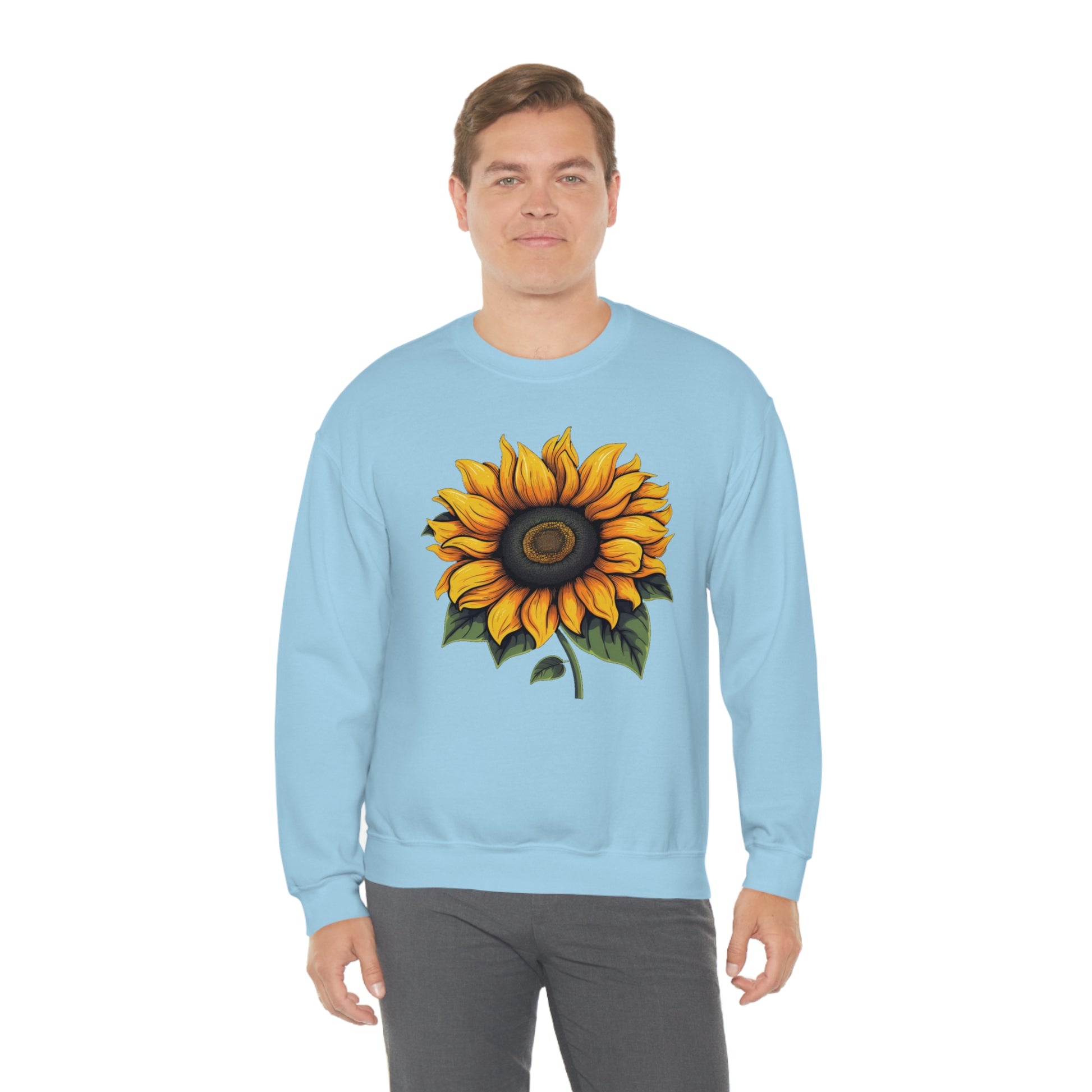 Sunflower Sweatshirt, Yellow Flowers Floral Graphic Crewneck Cotton Sweater Jumper Pullover Men Women Aesthetic Designer Top Starcove Fashion
