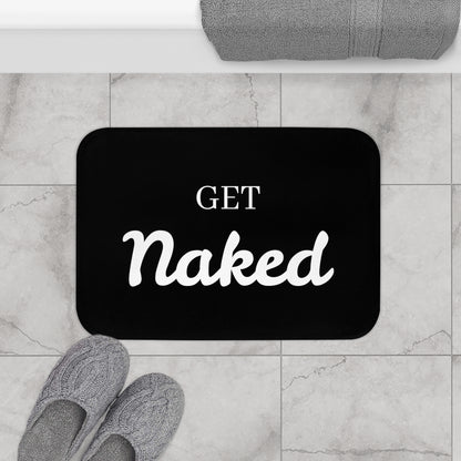 Get Naked Black Bath Mat, Funny Cute Shower Bathroom Decor Non Slip Floor Memory Foam Microfiber Large Small Washable Rug Starcove Fashion
