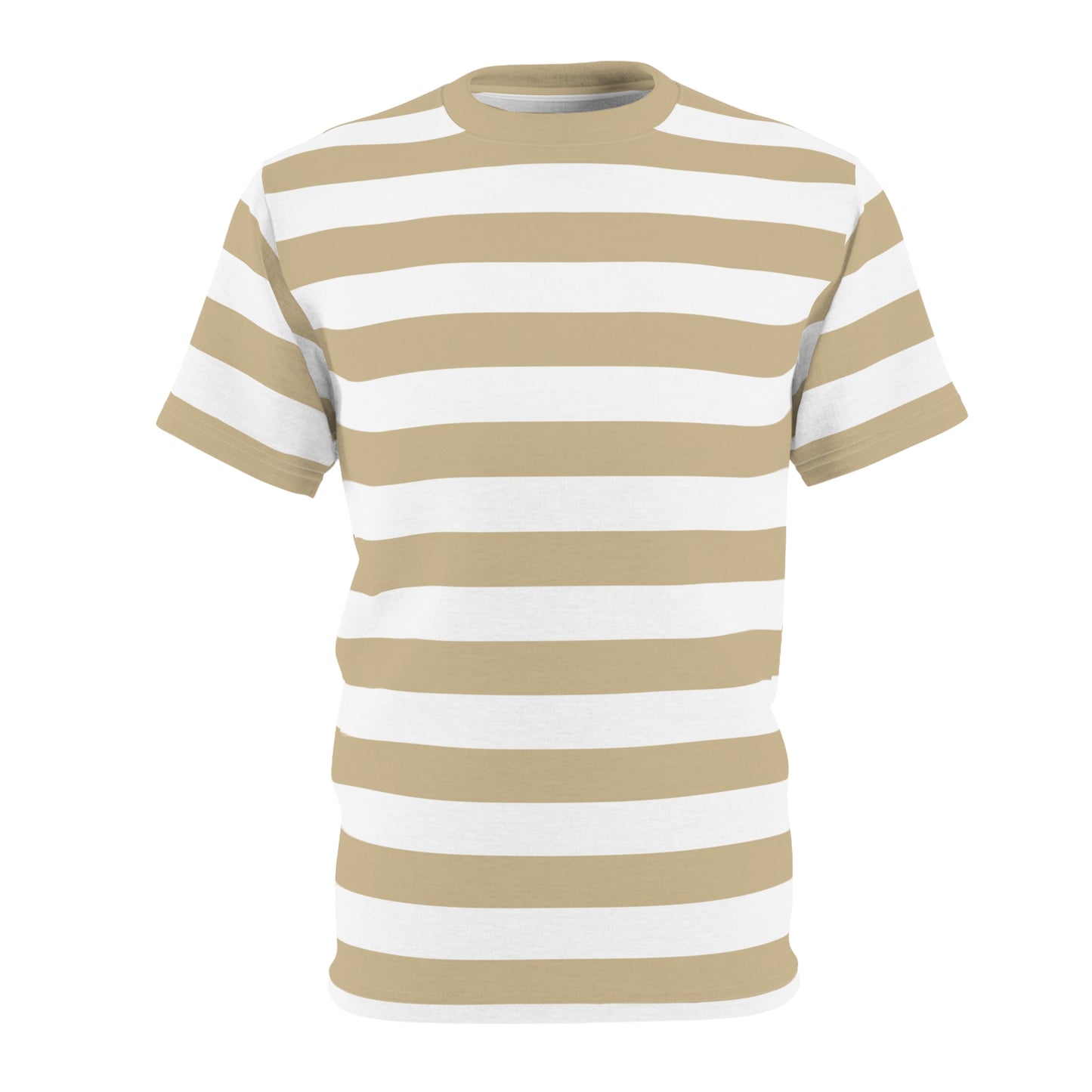 Khaki White Striped Tshirt,  Stripes Designer Graphic Lightweight Heavyweight Crewneck Men Women Tee Top Short Sleeve Shirt