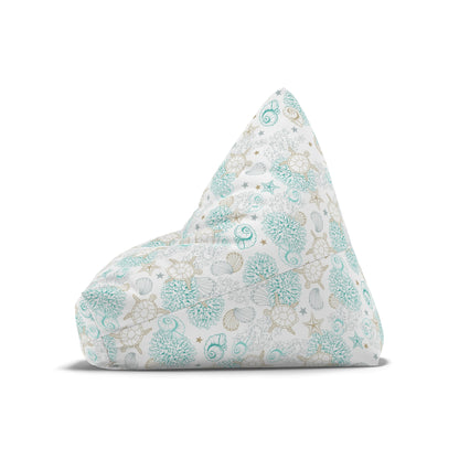 Turtle Bean Bag Chair Cover, Coastal Beach Ocean Washable Triangle Small Large Adult Children Kids Sofa Apartment Dorm Decor Unfilled Sack