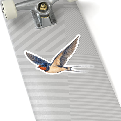 Barn Swallow Bird Sticker Decal, Blue Flying Birdwatcher Watercolor Art Vinyl Laptop Waterbottle Tumbler Car Waterproof Bumper Clear Die Cut
