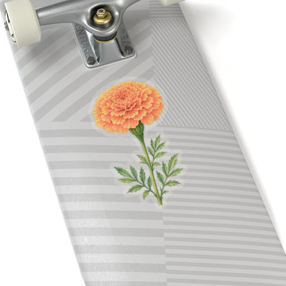 Marigold Flower Sticker Decal, Bright Orange Floral Watercolor Art Vinyl Cute Waterbottle Tumbler Car Waterproof Bumper Clear Die Cut Wall - Starcove Fashion