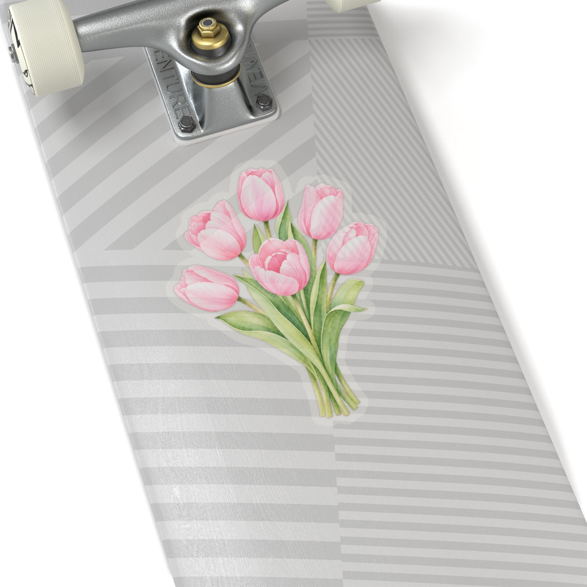 Pink Tulips Flower Sticker Decal, Bouquet Floral Watercolor Art Vinyl Cute Waterbottle Tumbler Car Waterproof Bumper Clear Die Cut Wall - Starcove Fashion