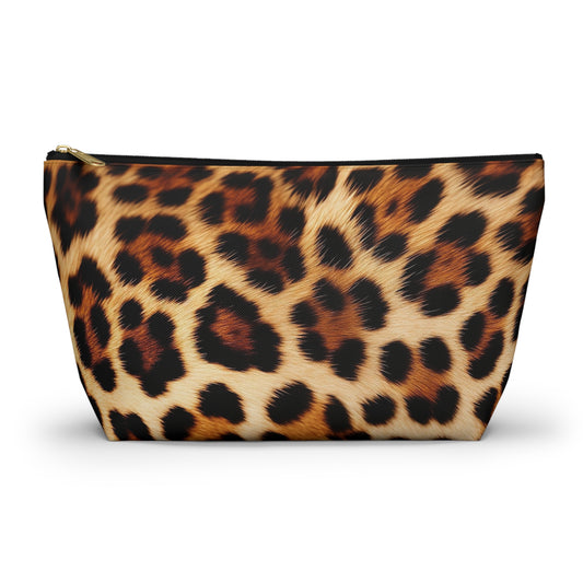 Leopard Print Pouch Bag, Animal Cheetah Canvas Travel Wash Makeup Toiletry Bath Organizer Zip Cosmetic Accessory Large Small Zipper