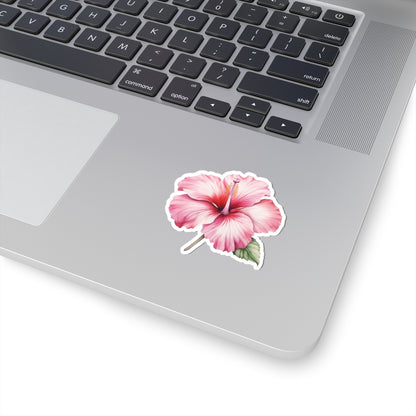 Pink Hibiscus Sticker Decal, Tropical Hawaiian Flower Art Vinyl Laptop Waterbottle Tumbler Car Waterproof Bumper Clear Aesthetic Wall