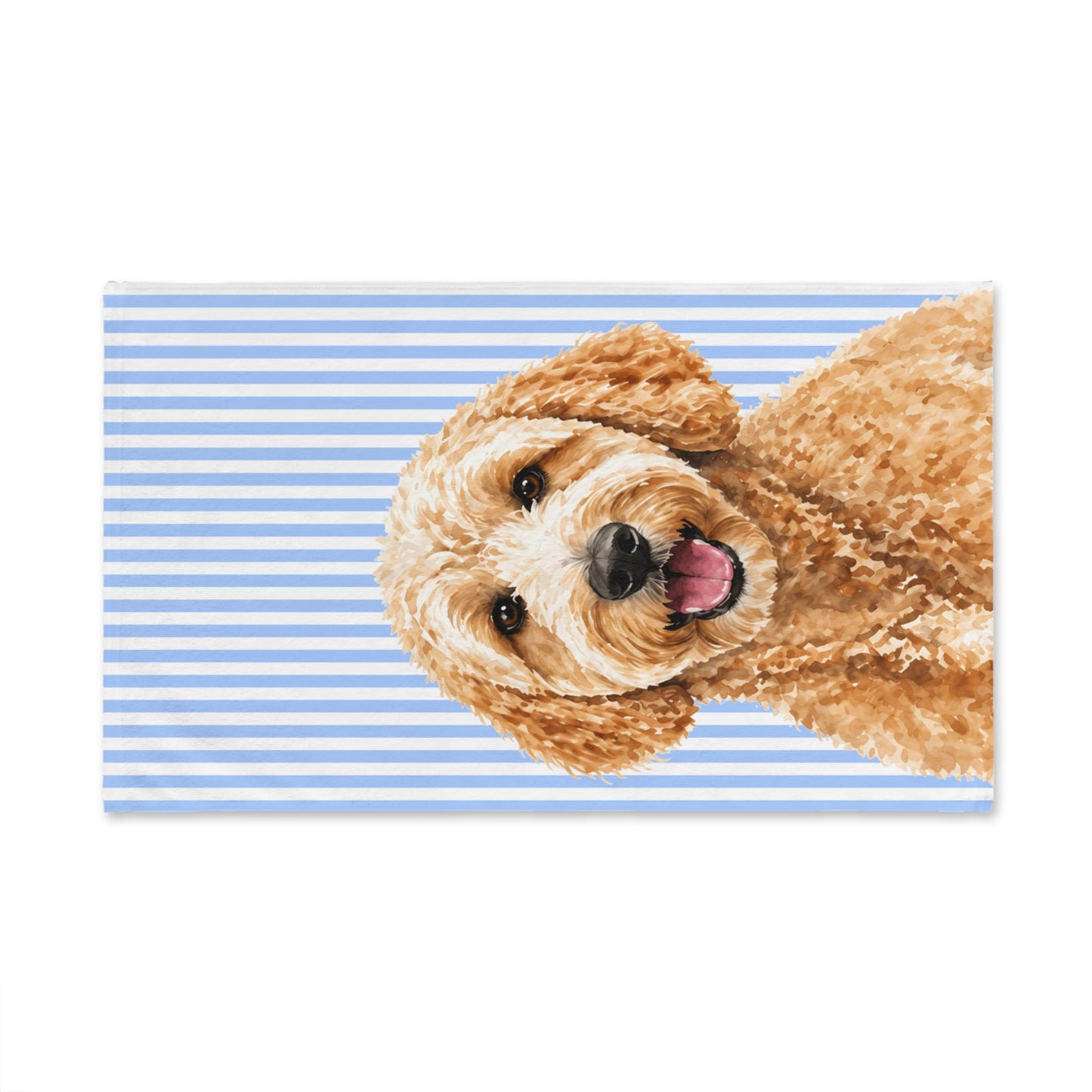 Custom Pet Portrait Hand Towel, Personalized Watercolor Dog Cat Photo Striped Guest Bath Bathroom Spa Tea Cotton Kitchen Gift Her Women - Starcove Fashion