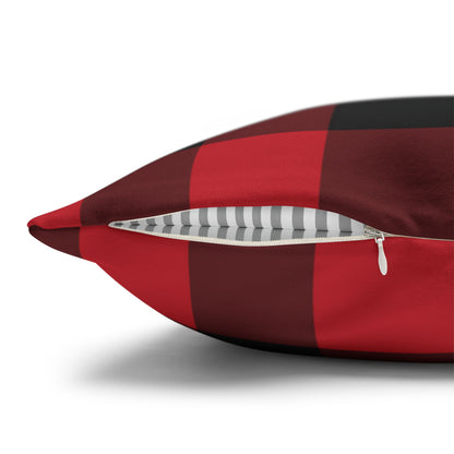 Red Buffalo Plaid Pillow Case, Black Check Square Christmas Throw Decorative Cover Decor Bedding Bed Accent Couch Sofa Bedroom