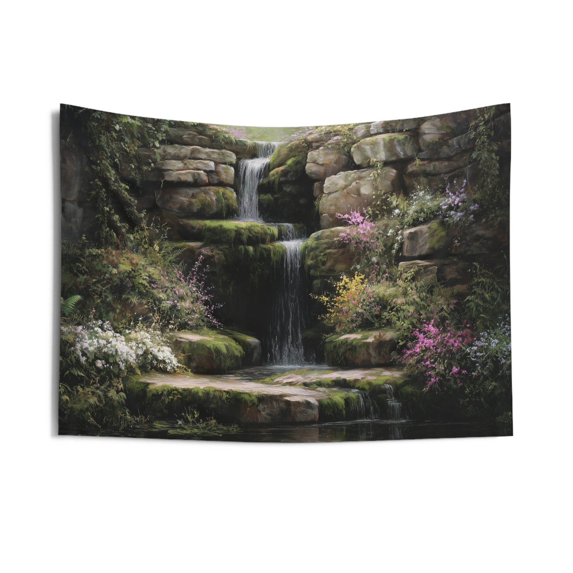 Garden Tapestry, Waterfall Nature Escapism Wall Art Hanging Cool Unique Landscape Aesthetic Large Small Decor Bedroom College Dorm Room - Starcove Fashion