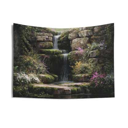 Garden Tapestry, Waterfall Nature Escapism Wall Art Hanging Cool Unique Landscape Aesthetic Large Small Decor Bedroom College Dorm Room - Starcove Fashion
