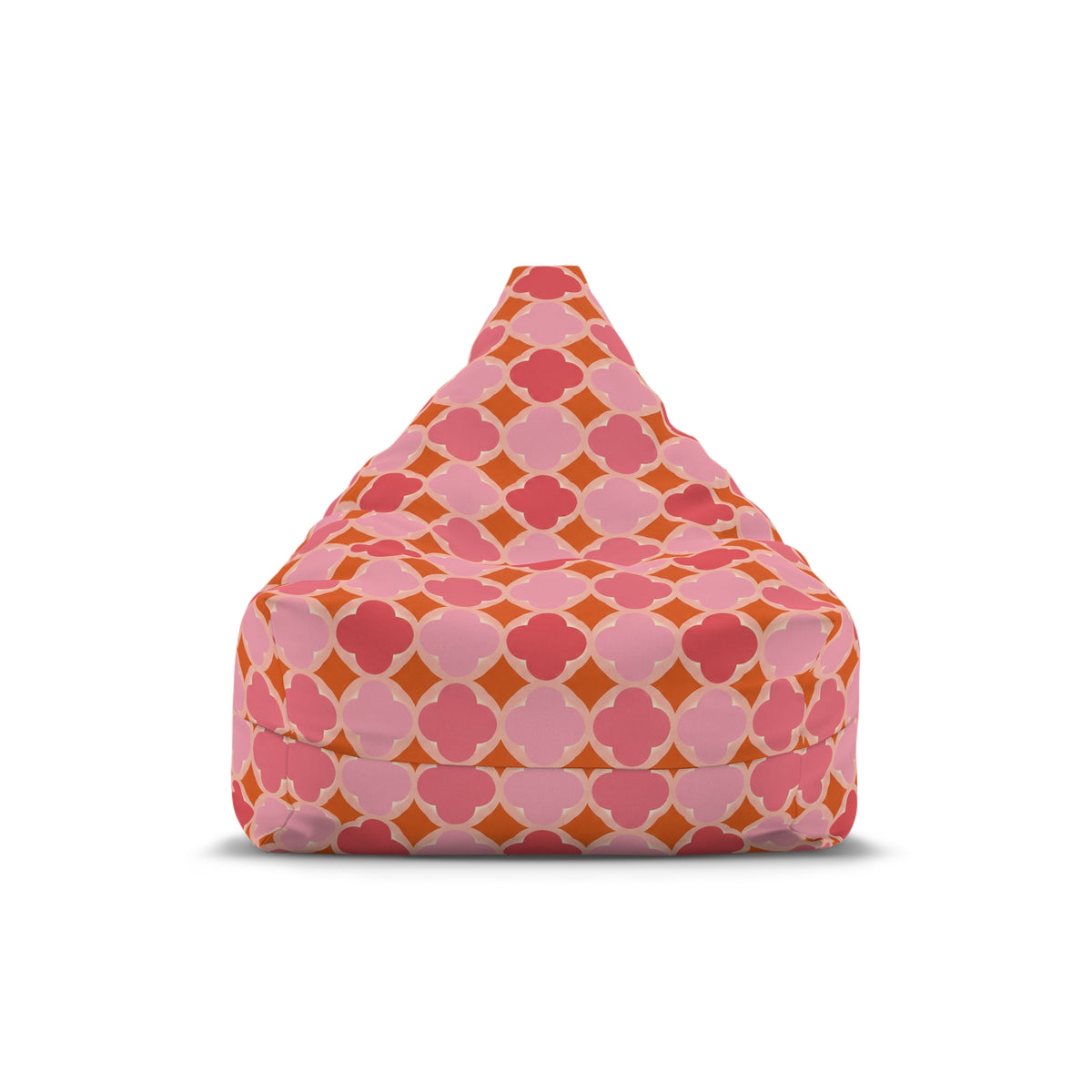 Pink Geometric Bean Bag Chair Cover, Petal Pastel Washable Triangle Furniture Small Large Adult Children Kids Playroom Apartment Dorm Decor