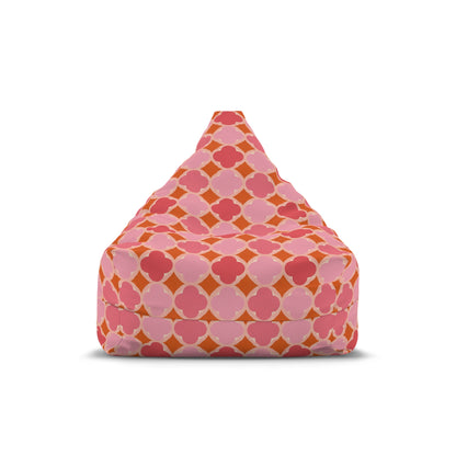 Pink Geometric Bean Bag Chair Cover, Petal Pastel Washable Triangle Furniture Small Large Adult Children Kids Playroom Apartment Dorm Decor
