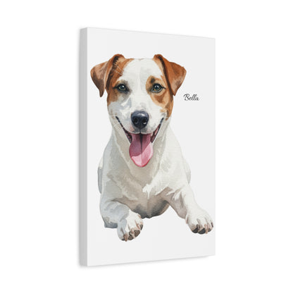 Custom Pet Portrait Canvas Gallery Wrap, Watercolor Painting Dog Cat Personalized Wall Art Print Artwork Small Large Hanging Vertical Poster