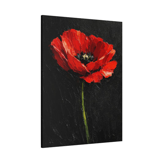 Red Poppy Canvas Gallery Wrap,  Floral Flower Botanical Black Painting Wall Art Print Artwork Decor Small Large Hanging Vintage Portrait
