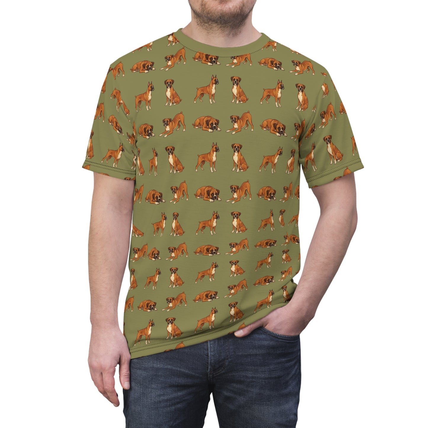 Boxer Dog Tshirt, Animal Green Designer Dad Graphic Aesthetic Lightweight Heavyweight Crewneck Men Women Tee Top Short Sleeve Shirt