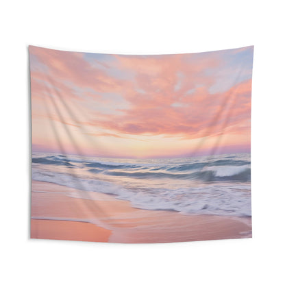 Light Pink Sunset Tapestry, Beach Ocean Wall Art Hanging Cool Unique Landscape Aesthetic Large Small Decor Bedroom College Dorm Room Starcove Fashion