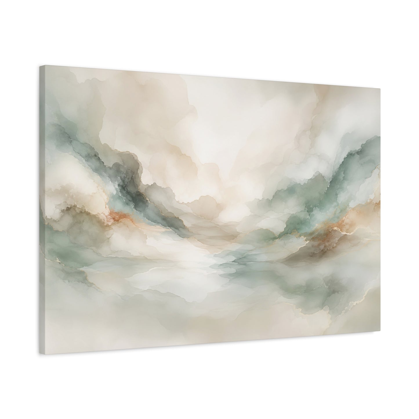Dreamy Abstract Canvas Gallery Wrap, Sage Soft Neutral Watercolor Wall Art Print Decor Small Large Hanging Modern Landscape Living Room