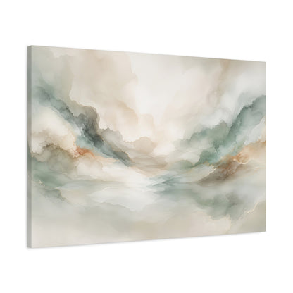 Dreamy Abstract Canvas Gallery Wrap, Sage Soft Neutral Watercolor Wall Art Print Decor Small Large Hanging Modern Landscape Living Room