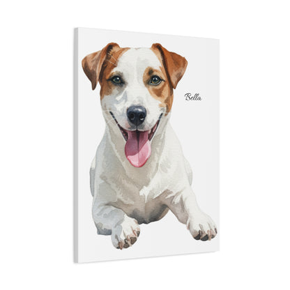 Custom Pet Portrait Canvas Gallery Wrap, Watercolor Painting Dog Cat Personalized Wall Art Print Artwork Small Large Hanging Vertical Poster