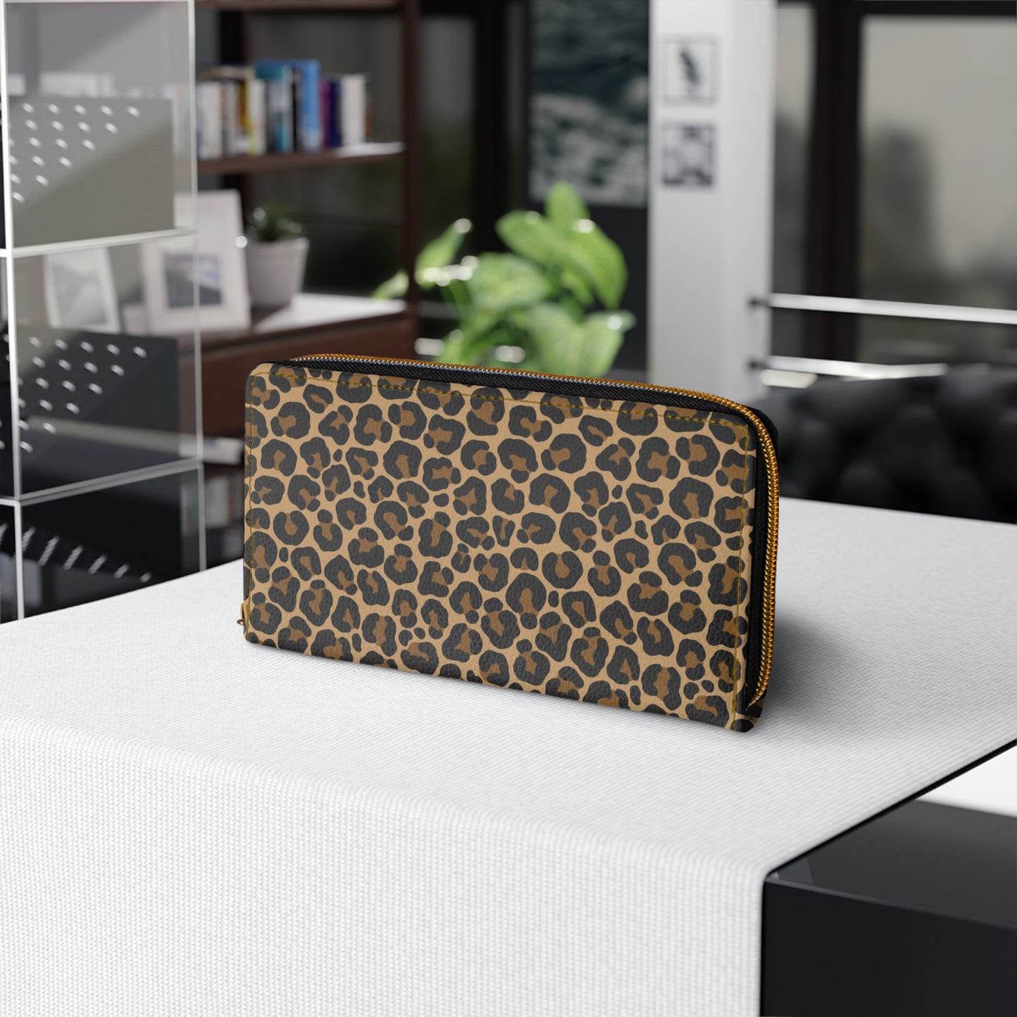 Leopard Leather Wallet Women, Animal Print Cheetah Vegan Zipper Zip Around Coins Credit Cards Pocket Cash Ladies Female Pouch Clutch Purse