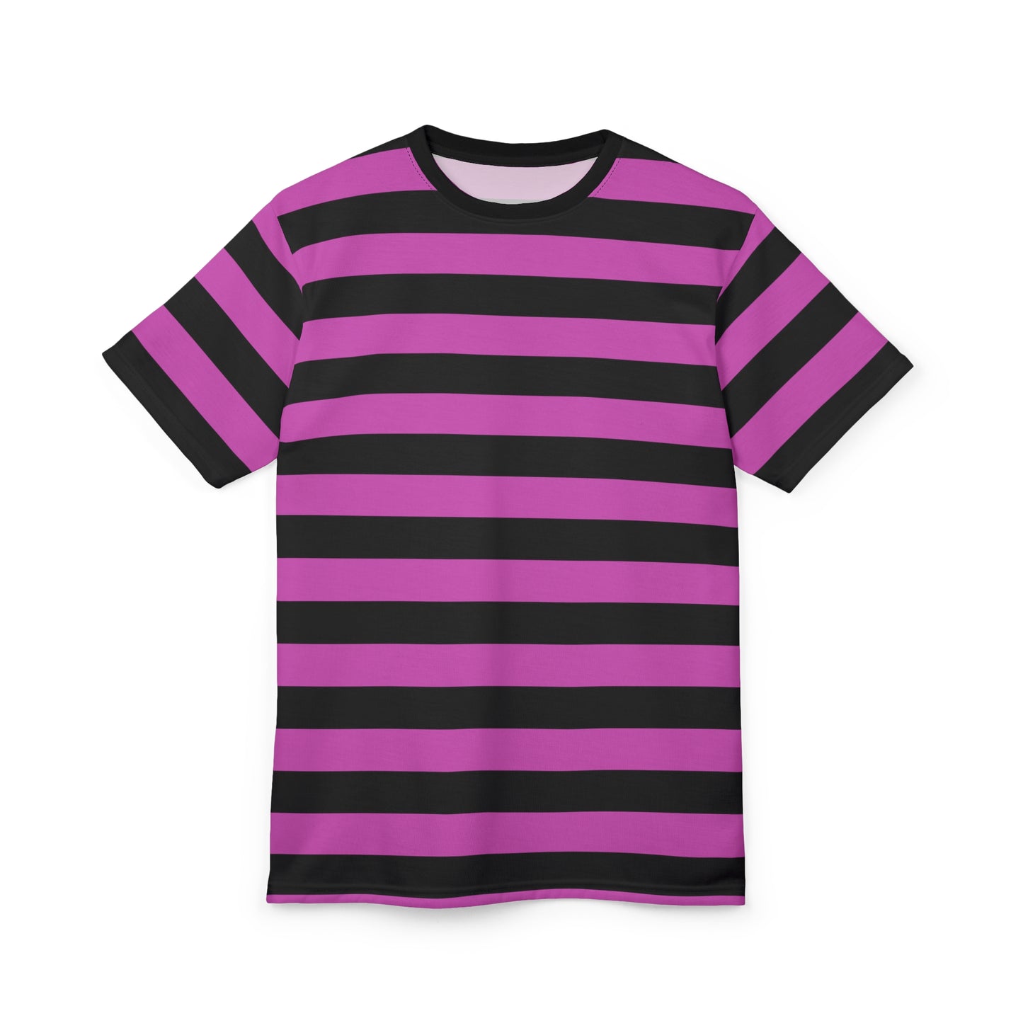 Black and Pink Striped Tshirt, Purple Designer Graphic Aesthetic Lightweight Heavyweight Crewneck Men Women Tee Top Short Sleeve Shirt