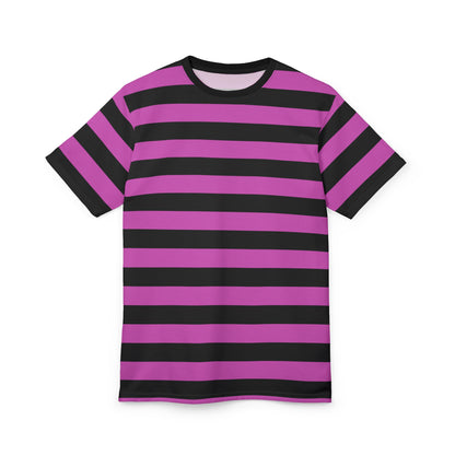 Black and Pink Striped Tshirt, Purple Designer Graphic Aesthetic Lightweight Heavyweight Crewneck Men Women Tee Top Short Sleeve Shirt