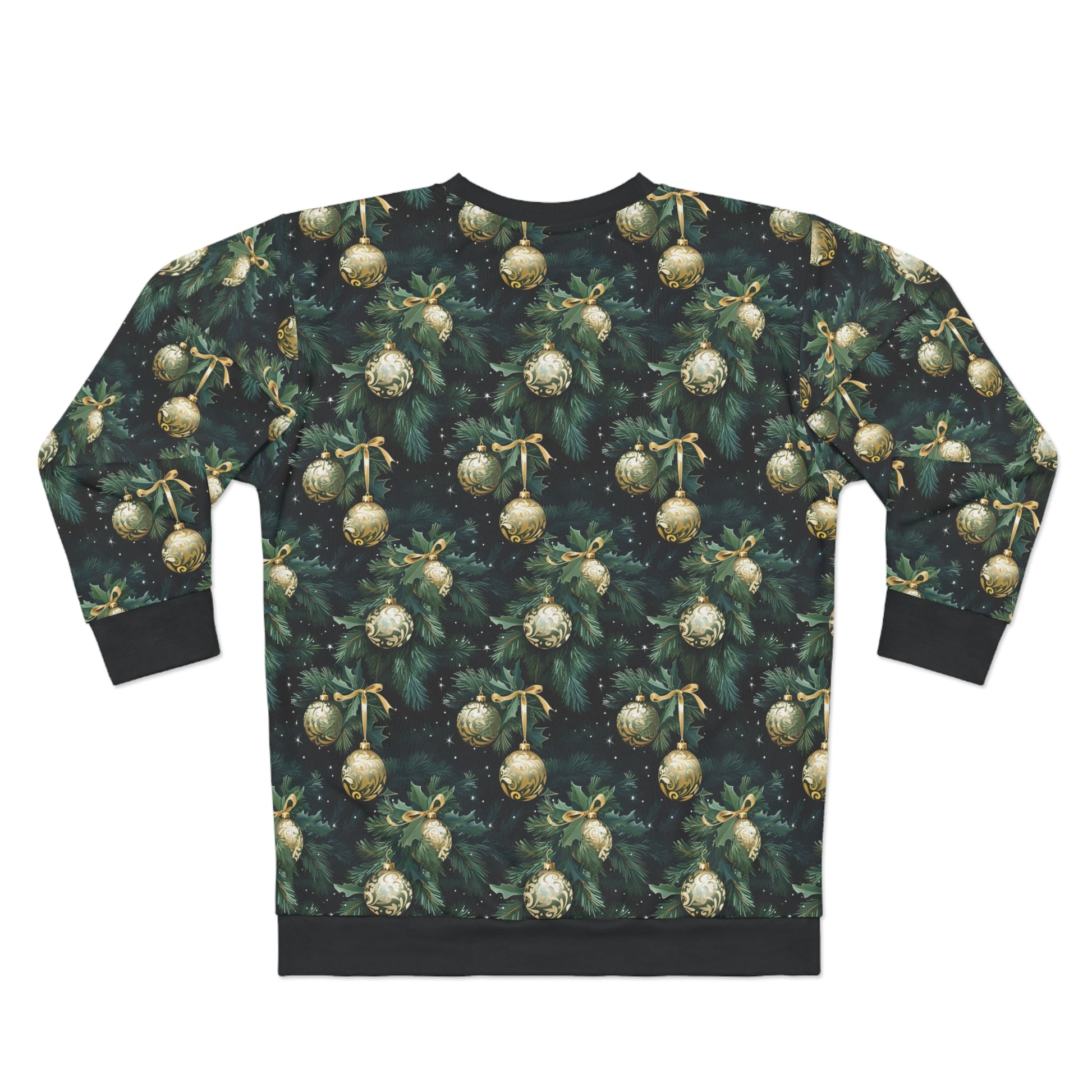 Ugly Christmas Sweater, Green Gold Bad Tacky Xmas Tree Print Women