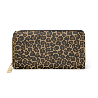 Leopard Leather Wallet Women, Animal Print Cheetah Vegan Zipper Zip Around Coins Credit Cards Pocket Cash Ladies Female Pouch Clutch Purse