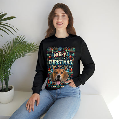 Custom Dog Ugly Christmas Sweater, Photo Bones Pet Sweatshirt Xmas Vintage Retro Mom Merry Funny Tacky Holiday Dad Personalized