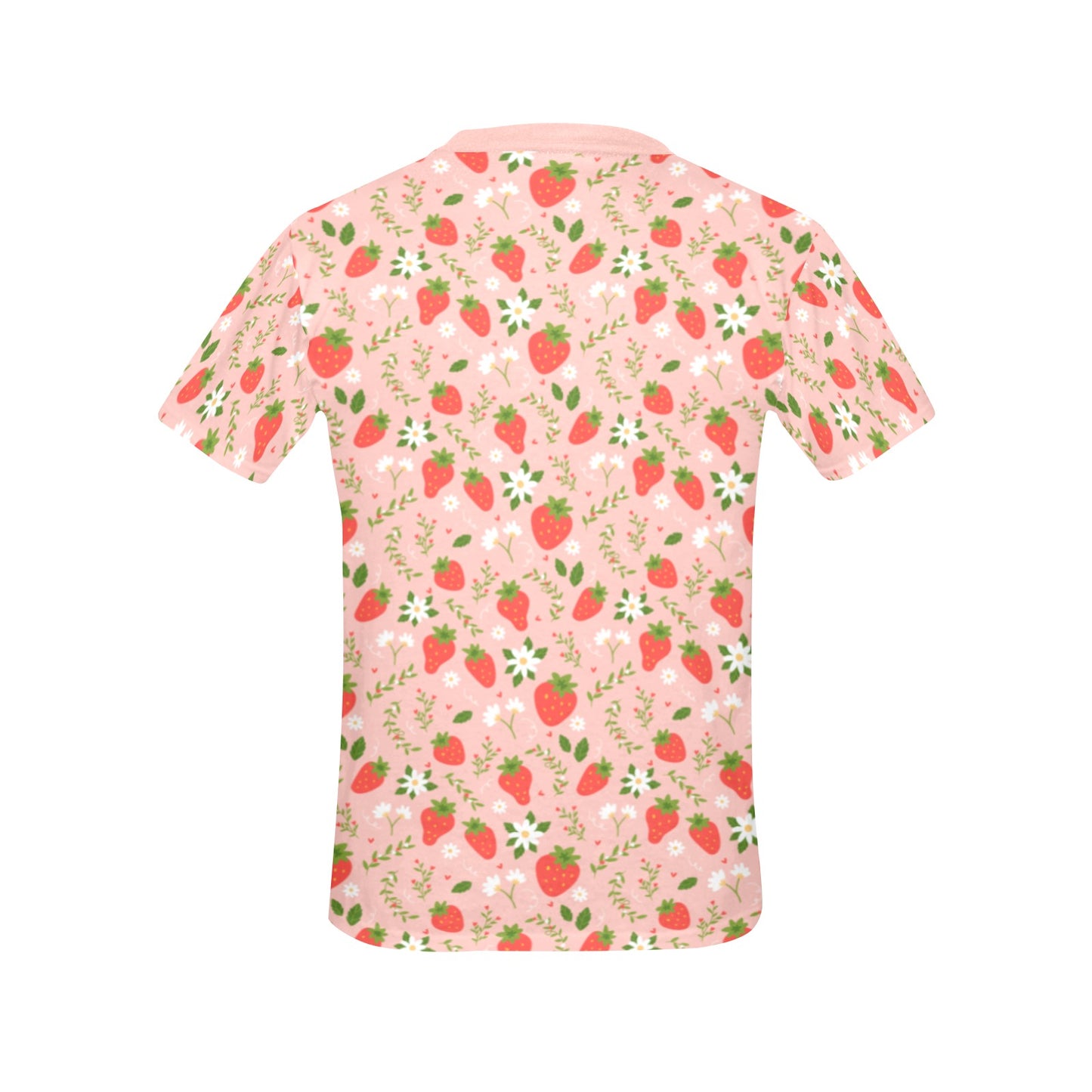 Pink Strawberry Women Tshirt, Flowers Floral Fruit Ladies Female Designer Adult Graphic Aesthetic Fashion Crewneck Tee Shirt Plus Size Top - Starcove Fashion