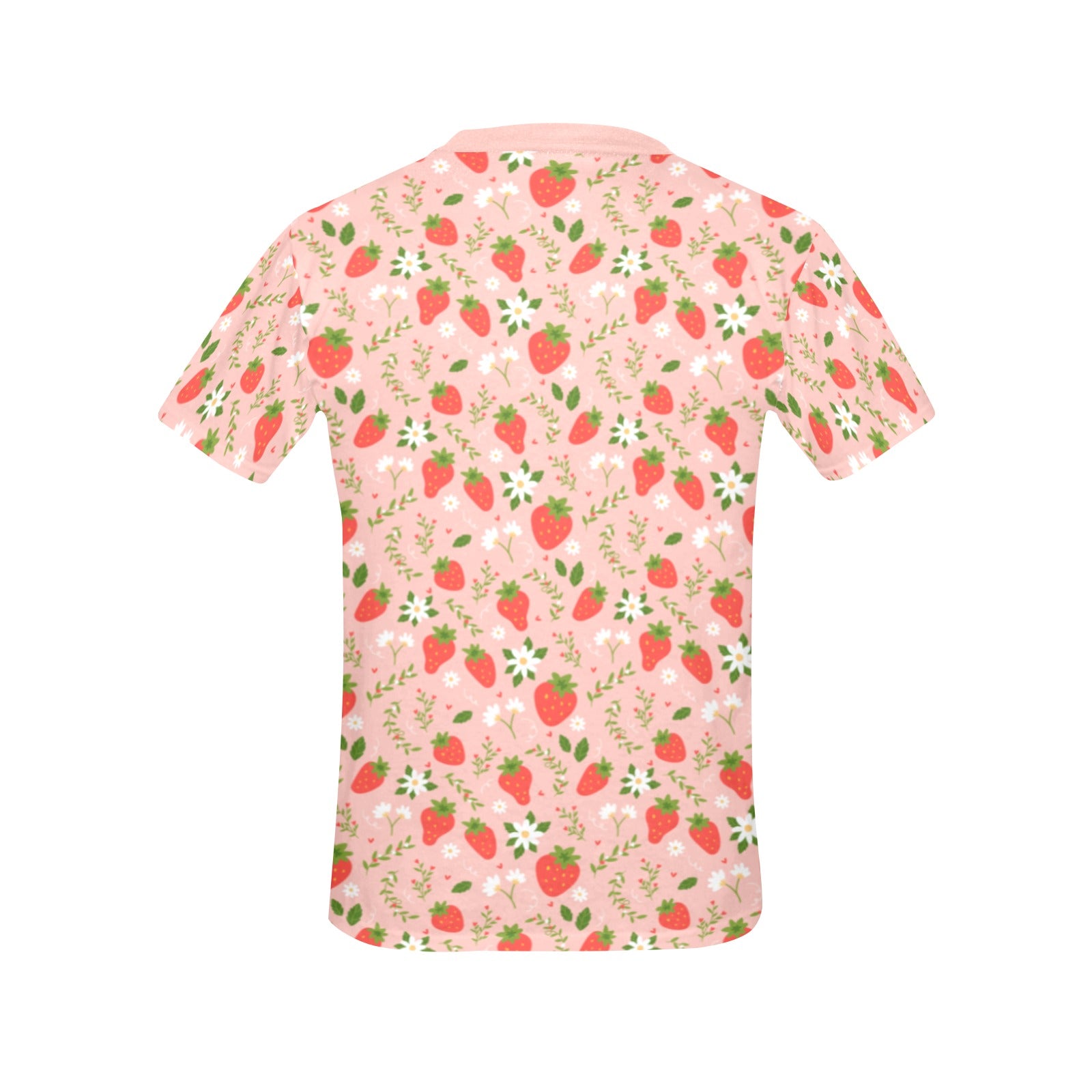 Pink Strawberry Women Tshirt, Flowers Floral Fruit Ladies Female Designer Adult Graphic Aesthetic Fashion Crewneck Tee Shirt Plus Size Top - Starcove Fashion