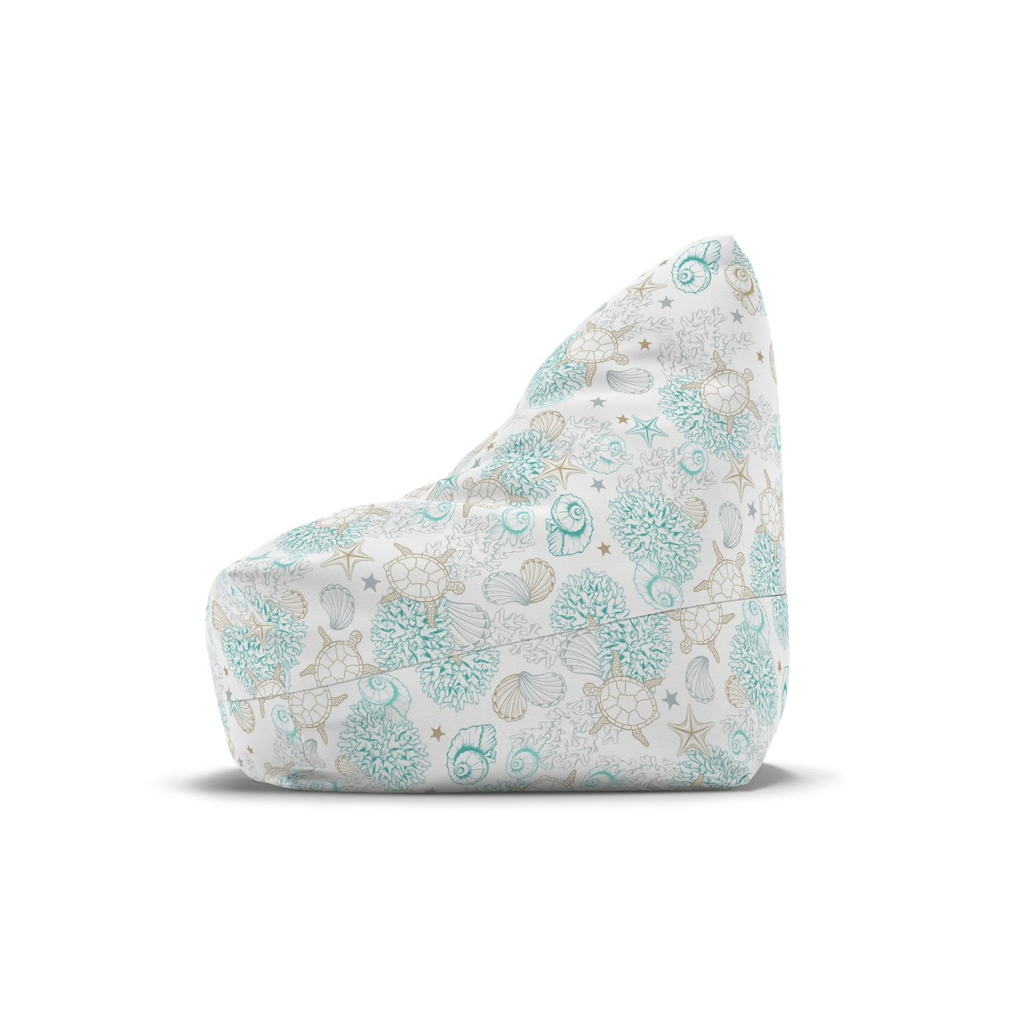 Turtle Bean Bag Chair Cover, Coastal Beach Ocean Washable Triangle Small Large Adult Children Kids Sofa Apartment Dorm Decor Unfilled Sack