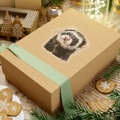 Ferret Sticker Decal, Watercolor Animal Wildlife Cute Art Vinyl Laptop Waterbottle Tumbler Car Waterproof Bumper 4x4 Clear Die Cut Wall